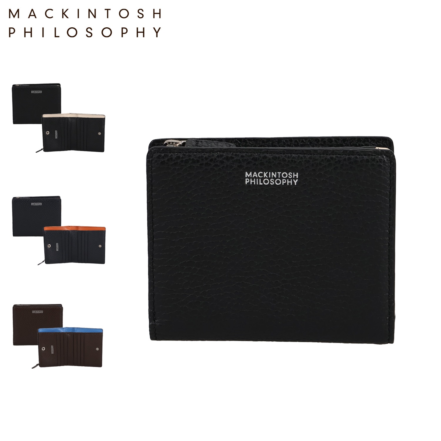 二つ折り財布 札入 LF小銭入れ付 メンズ 本革 ブラック ネイビー ダーク ブラウン 黒 MAPW-00521