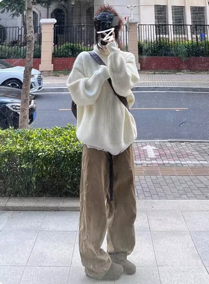 レディース トップス ニット セーター 長袖 ドロップショルダー ハイネック タートルネック ワイド ふわふわ リブニット 伸縮性 かわいい 大人可愛い シンプル カジュアル おしゃれ ルーズ