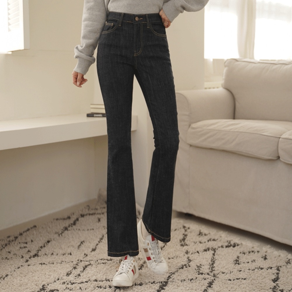 Click & Funny ウォームローブラッシュドブーツカットデニムパンツ [SMLXLサイズ]