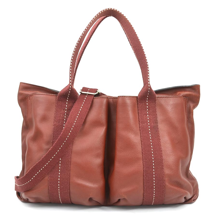 エルメス HERMES ハンドバッグ ショルダーバッグ キャラバンホリゾンタルMM ヴォーデルマ レッドブラウン ユニセックス 56353a