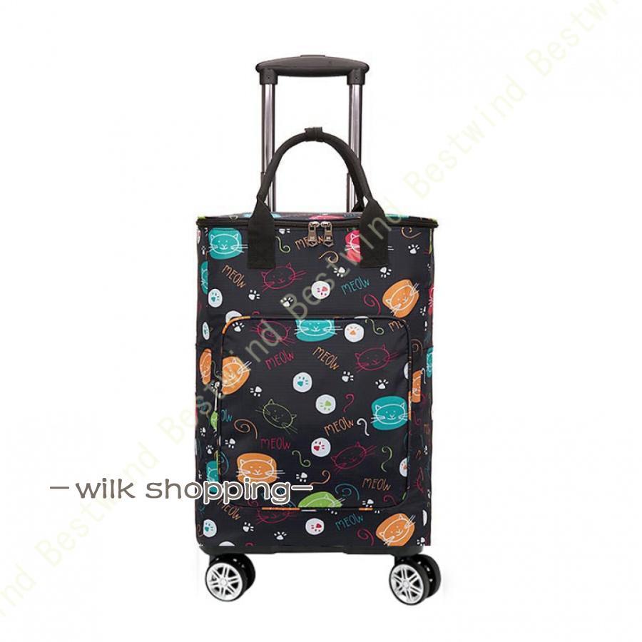 2way ショッピングカート 4輪 保温保冷 ショッピングキャリー キャスター付き 横押し 360回転キャスター ショッピングキャリー バッグ 大容量 軽量