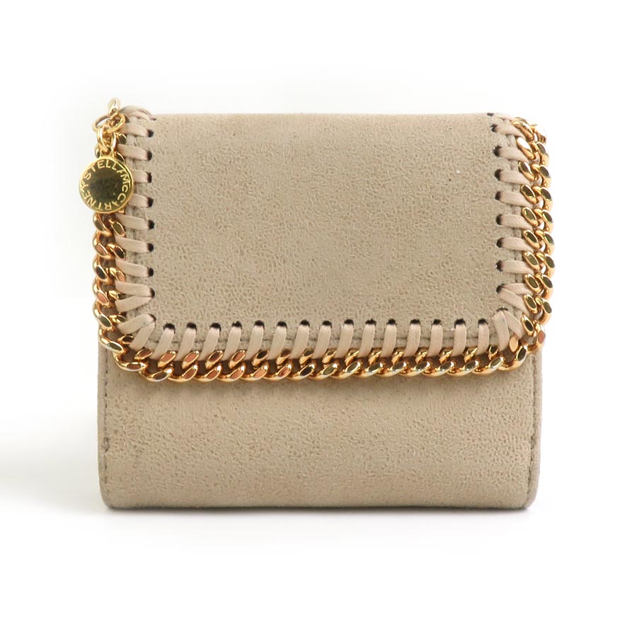 ステラマッカートニー Stella McCartney 二つ折り財布 ファラベラ 合成皮革 ベージュ レディース r10680a