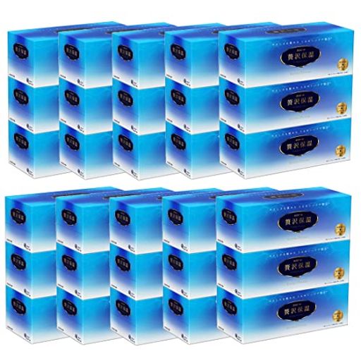 箱ティシュー 贅沢保湿 ホワイト 200組×30箱(3箱×10パック) パルプ100%【ケース販売】 カートン