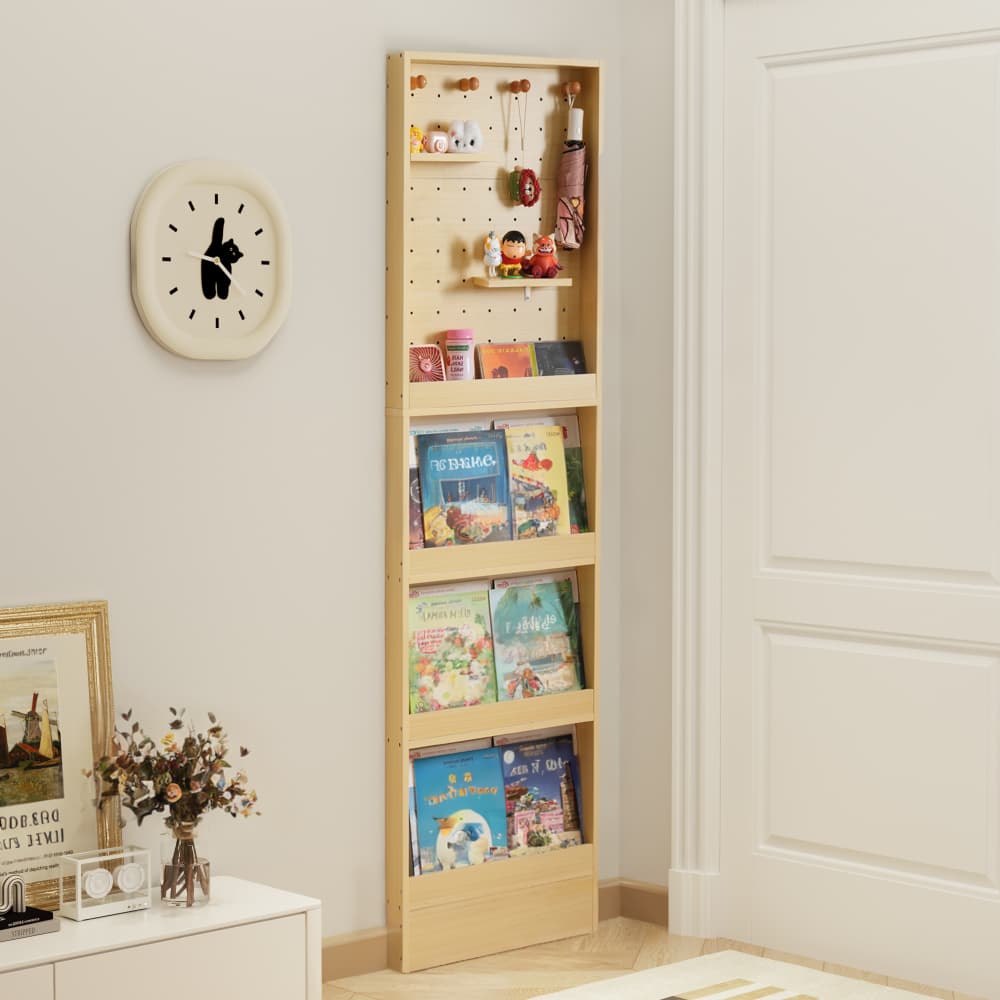 タイムセール2025新作本棚 大容量 奥行約10cm スリム 省スペース収納 隙間収納 スリムラック 絵本ラック オープンラック しゃれ 家具 大容量 木製 コンパクト収納 収納ラック リビング 収納