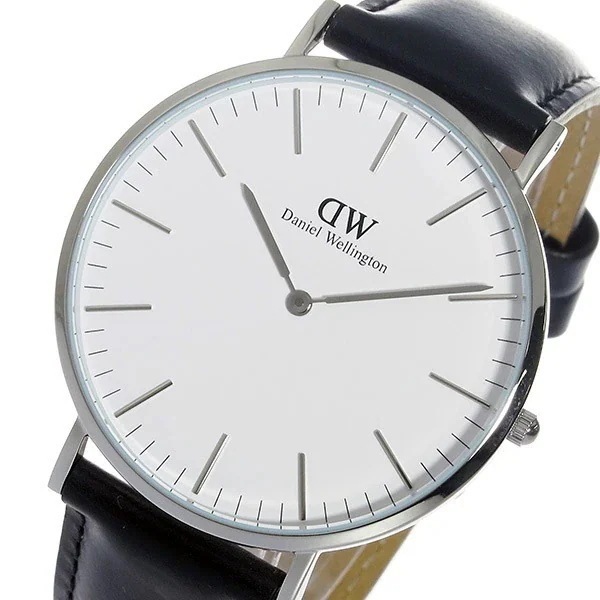 DW 腕時計 シェフィールド/シルバー 40mm クオーツ 0206DW メンズ 革ベルト