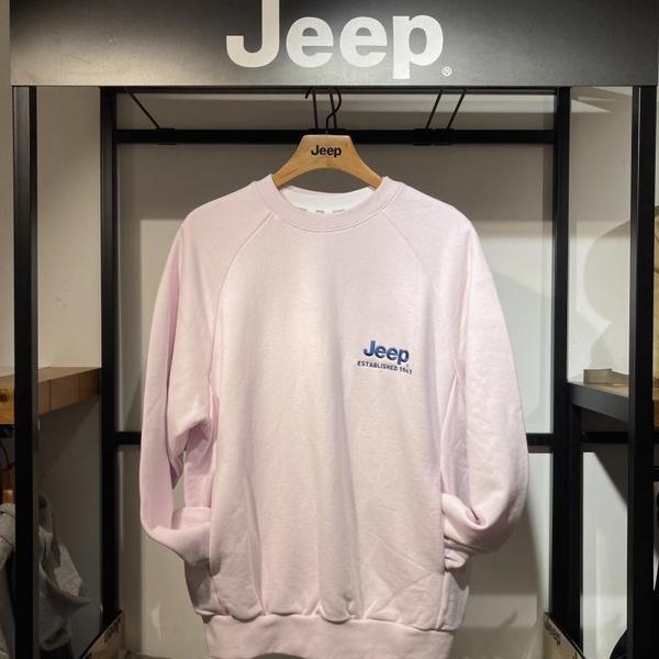 JEEP 男女兼用 ブルー プリント 刺繍ロゴ オーバーフィット スウェットシャツ_1_A GL1TSU817_12