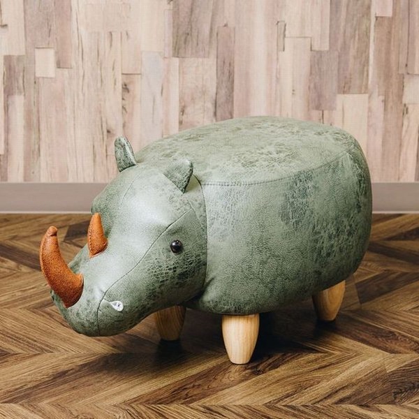 アニマルモチーフのスツール Rhino（リノ）カーキ