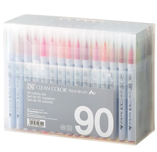 呉竹 カラーペン 筆ペン ZIG クリーンカラー リアルブラッシュ 90色 RB-6000AT/90V