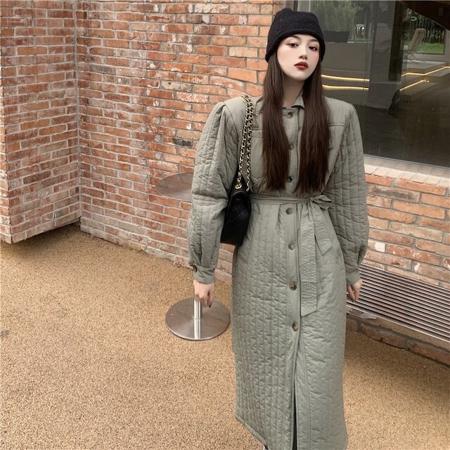 レディース 中綿コート ロング丈 襟付き 大人きれい 個性的 ウエストリボン 長袖 大人可愛い ママコーデ ママファッション 韓国系 オルチャン 人気 トレンド 新作 20代 30代 40代 きれいめ
