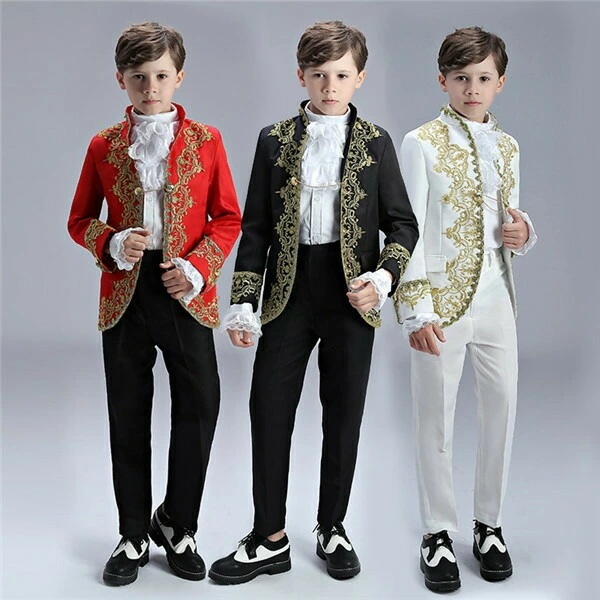 コスプレ 衣装 演出 王子様 貴族 貴族服 公爵 貴族服 男の子 キッズ用 スーツ 4点セット 中世 演奏会 舞台 ステージ 演劇 貴族 ヨーロッパ クリスマス仮装 ハロウィン 【110/120/13