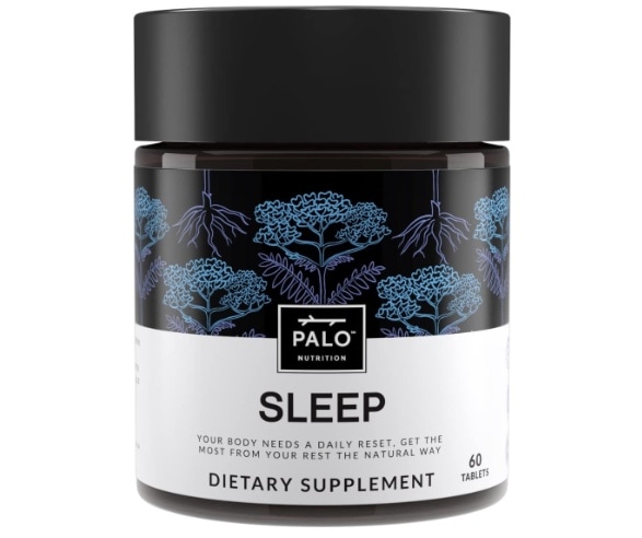 【Palo Natural スリープ&ストレスサプリメント】60錠入 バレリアンルート L-テアニン マグネシウム カモミール レモンバーム パッションフラワー ホップなどでさわやかな睡眠と目覚め