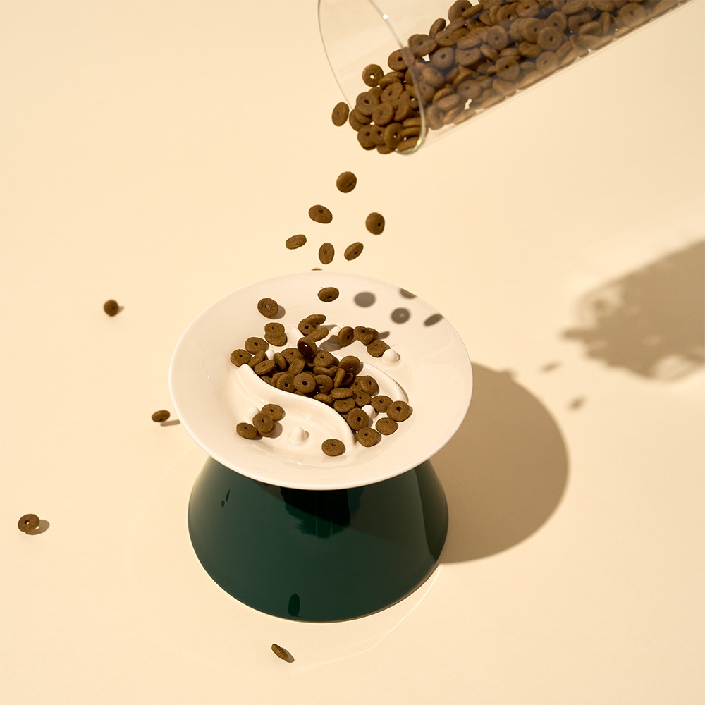 [Made in KOREA] キャットスローフードボウル取り外し可能なスタンドは別売りキャット食器皿セラミック重金属汚染物質が確認されていない電子レンジ/食器洗い機使用可能