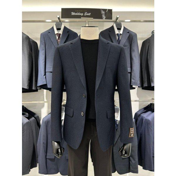 イタリアのプレミアムネイビーの純粋なウールビジネスカジュアルジャケット