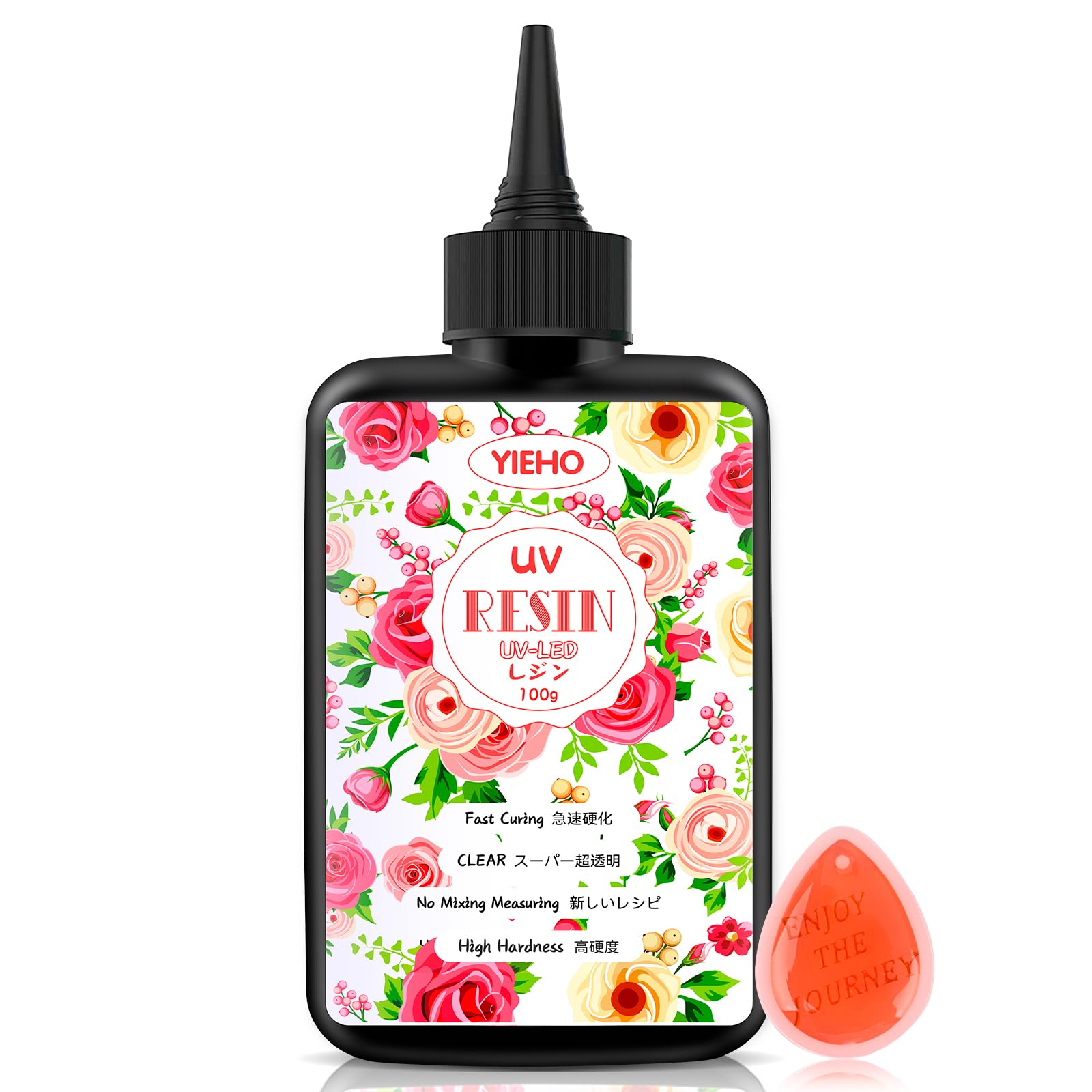 YIEHO UV レジン液-クリスタル状透明で硬い レジン液速硬化-レジン初心者向け Resin UV/LED対応DIYハンドメイドジュエリー, ジュエリー，リコンモールド 100 300 500 1