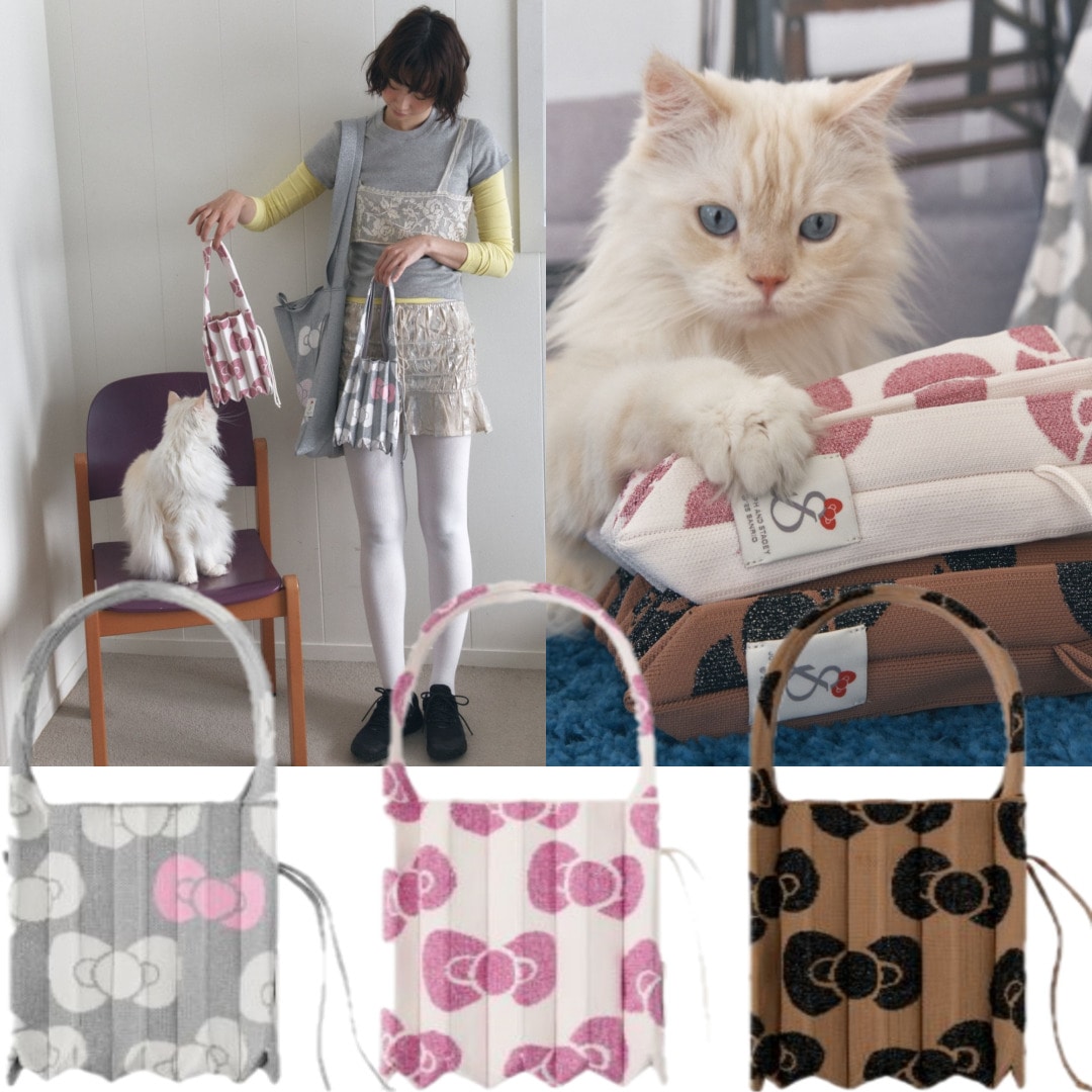 サンリオxコラボ商品/ハローキティLucky Pleats Knit S Leopard BAG