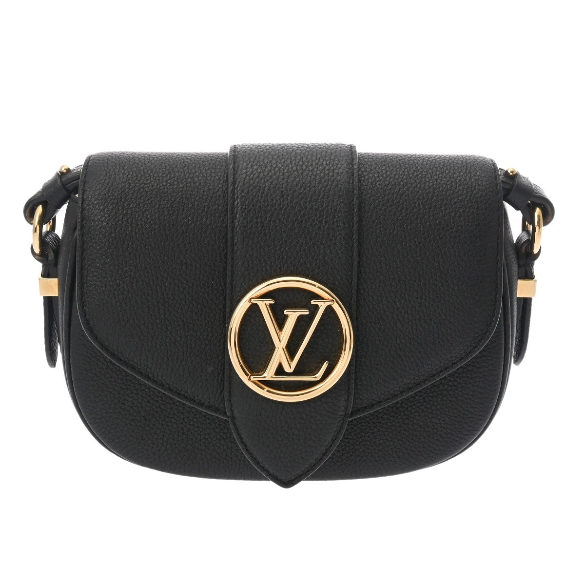 LVポンヌフ ソフト PM ノワール M58727 レディース レザー ショルダーバッグ Aランク 中古 銀蔵