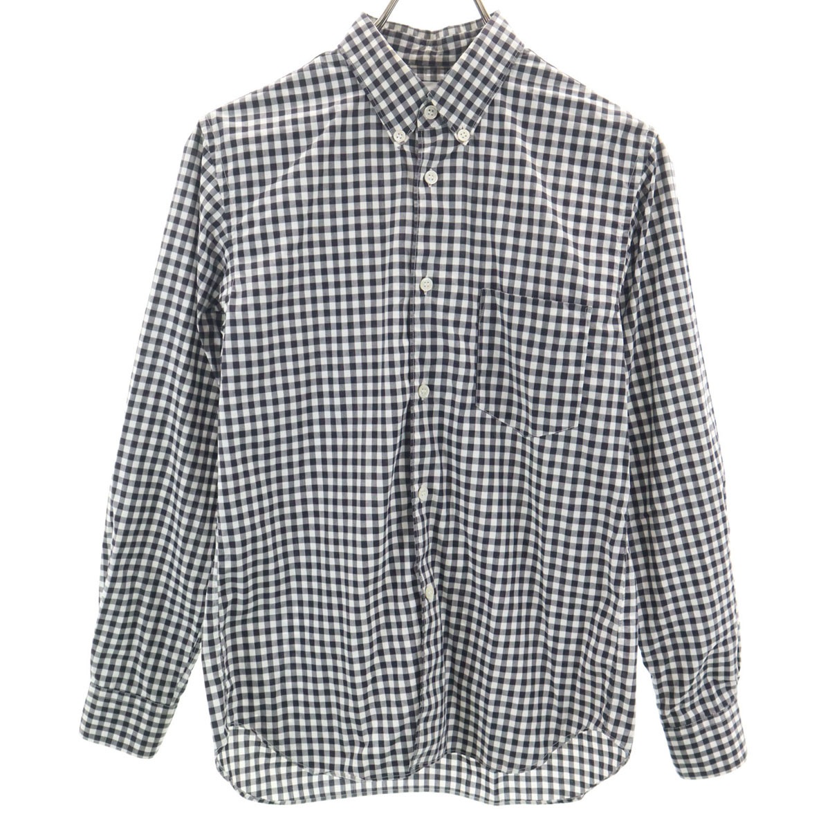 COMME des GARCONS SHIRT コムデギャルソンシャツ フランス製 ギンガムチェック 長袖 ボタンダウンシャツ S ブラック メンズ 古着