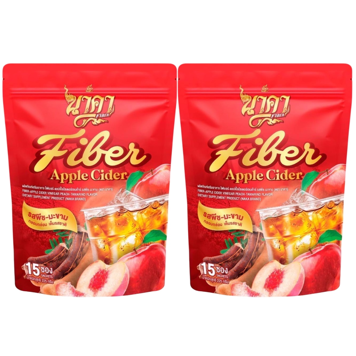 NAKA FIBER Apple Cider 15 Sachets x 2 Packs