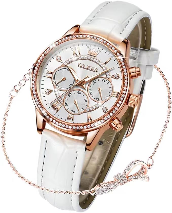 腕時計 レディース 人気 かわいい 女性時計 おしゃれ クォーツ うで時計 ダイヤモンド 革ベルト防水 軽量 薄型 夜光 watch for women