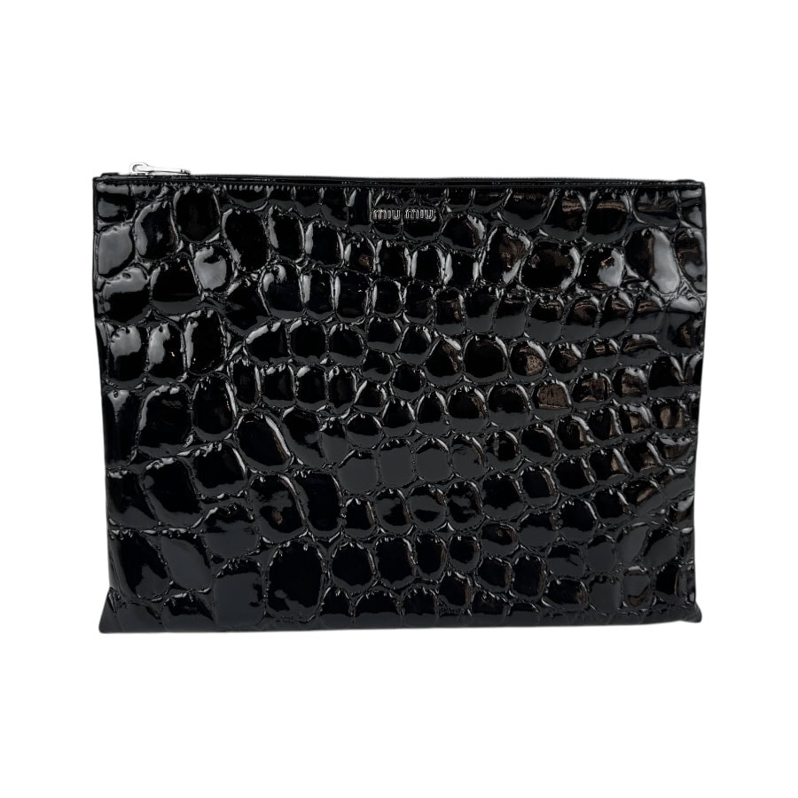 ミュウミュウ MIUMIU クラッチバッグ エナメル ブラック レディース 5BF029 z3630