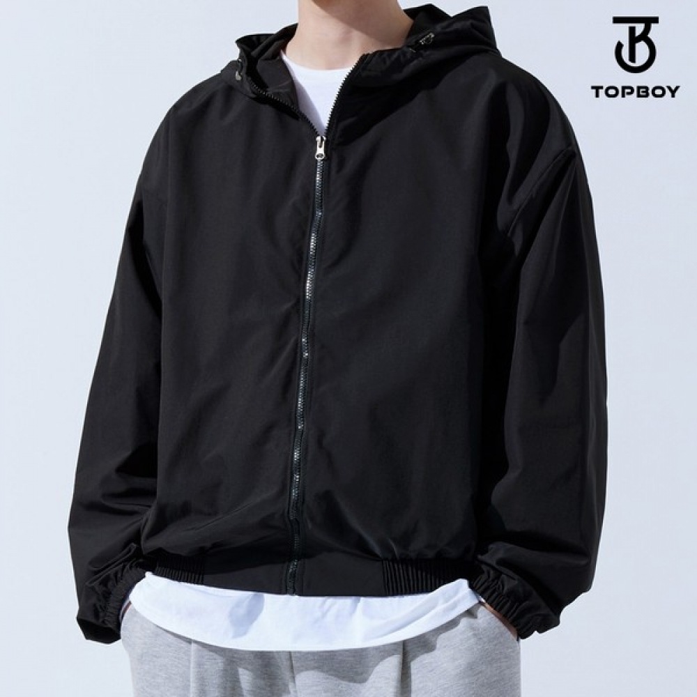 (TOPBOY) ソリッドフード付きオーバーフィットウィンドブレーカージャンパー (LC093)