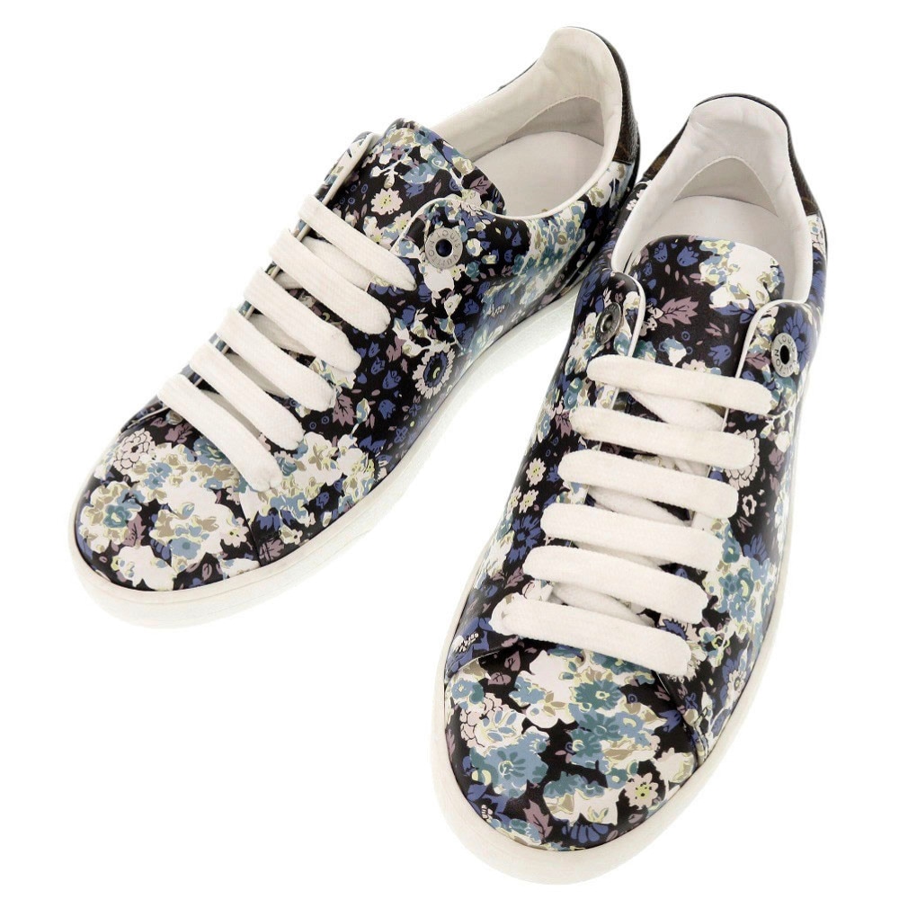 未使用品 花柄 モノグラム スニーカー レザー ブラック LV 0890【中古】 レディース