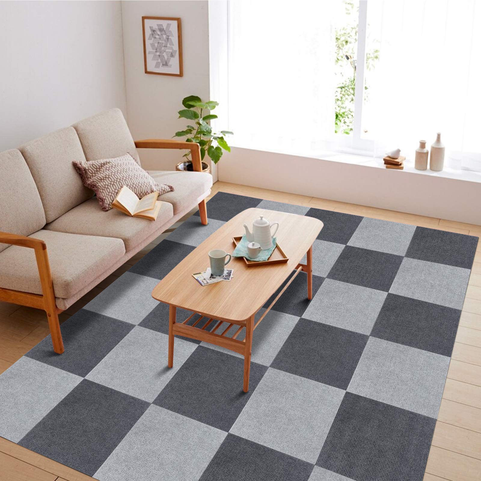 FUNHOO ジョイントマット 【30*30cm 40枚 グレー濃淡】 タイルカーペット ずれない 防音 洗えるカーペット ペット用 パンチカーペット ペット/高齢者の滑り止め対策