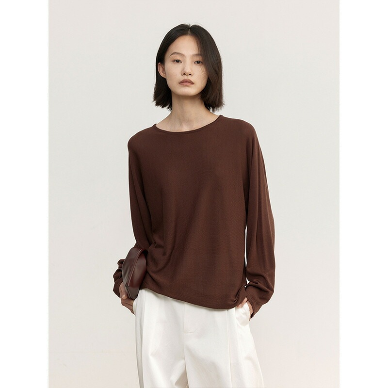 【2点購入で150OFF】【短納期】トップス カットソー ギャザー 大人カジュアル デイリー使い ボリューム袖ラウンドヘム 2025秋冬