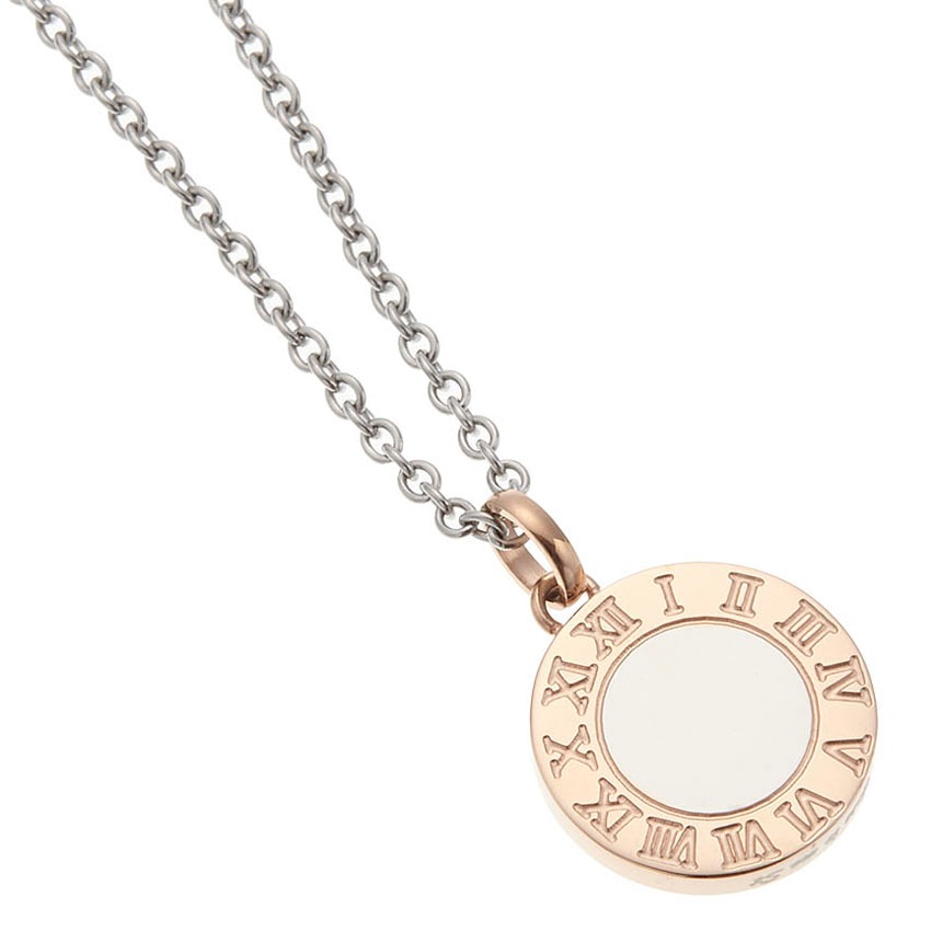 ネックレス レディース サージカルステンレス製 コイン メダル 時計 サークル 金属アレルギー対応