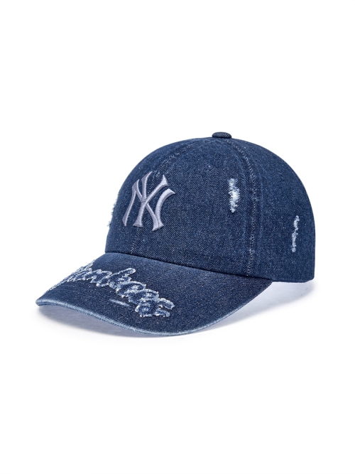 【MLB】 VINTAGE DESTROYED DENIM UNSTRUCTURED BALL CAP NY L.NAVY キャップ 正規品