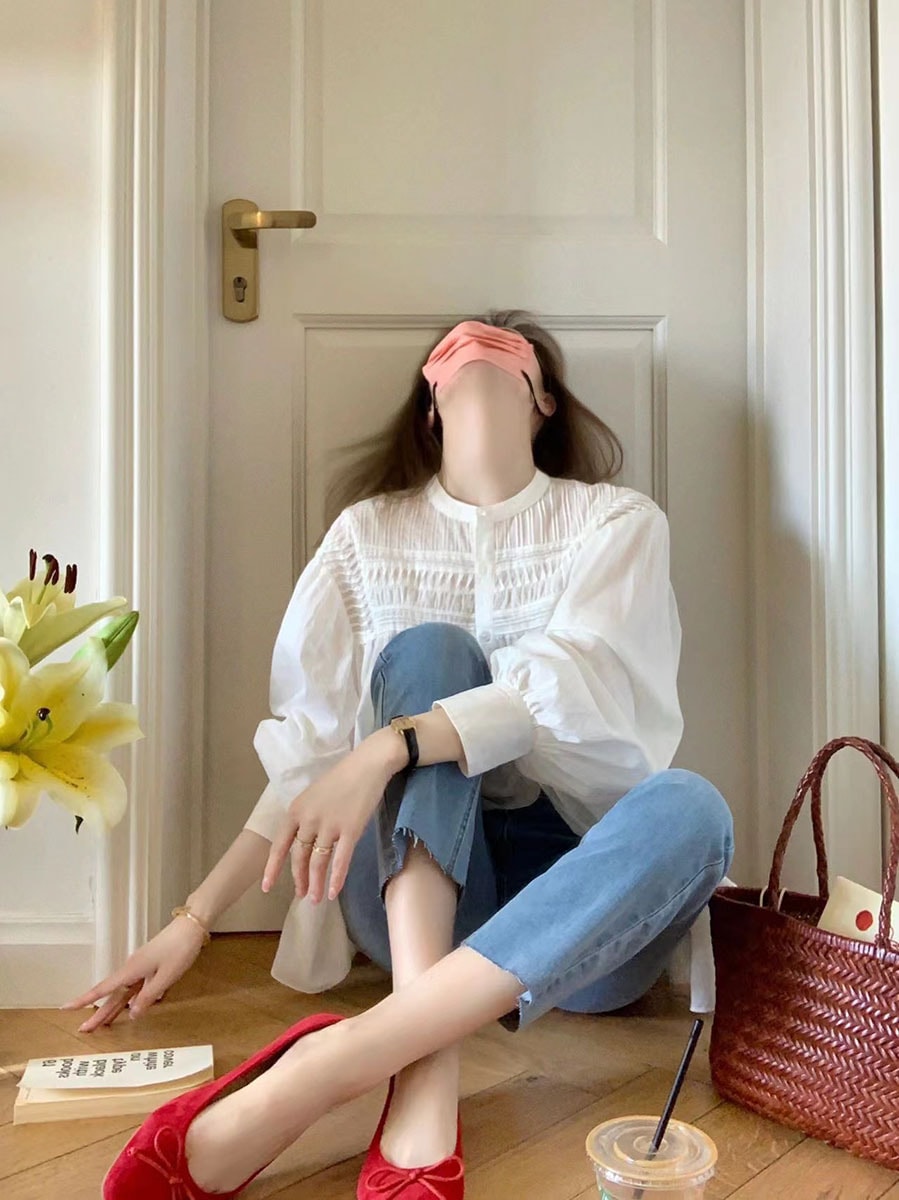 女性用ハイエンドトップスニッチフェアリーシックデザインレトロコットンとンの日焼け止めスイートシャツ