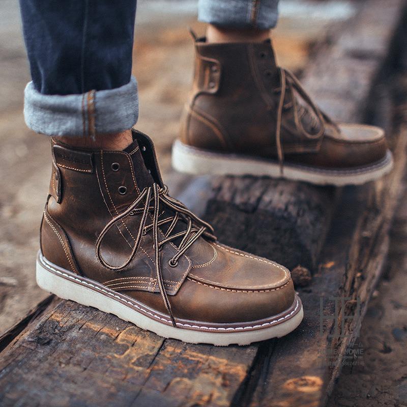 ワークブーツ ブーツ メンズ 本革 防寒 バイク 防滑 牛革 ショートブーツ 厚底 防寒ブーツ メンズブーツ 秋 冬 革靴 シューズ ブーツ アメカジ