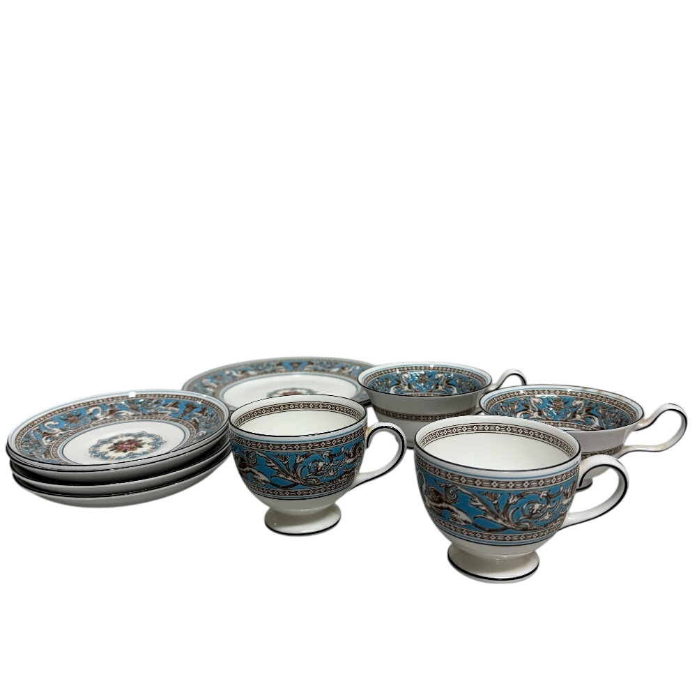 Florentine Turquoise フロレンティーン カップ＆ソーサー プレート 計10点セット コップ グラス 中皿 陶器 食器 ブルー ユニセックス