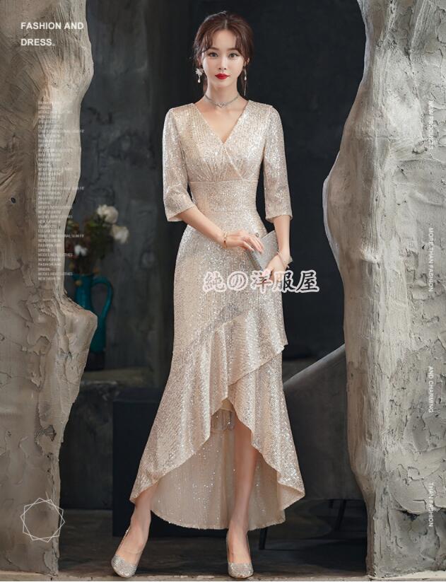 マーメイドドレス レディース スパンコールイブニングドレス きらきらワンピース 結婚式 発表会 演奏会 二次会 お呼ばれ 宴会 成人式 ドレスシャンパンドレス ワンピース S～2L