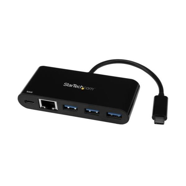 StarTech.com USB Type-C接続 3ポートUSB3.0ハブ USB給電(PD) USB-Ax3口/RJ45GbEx1口 ブラック HB30C3AGEPD 1個