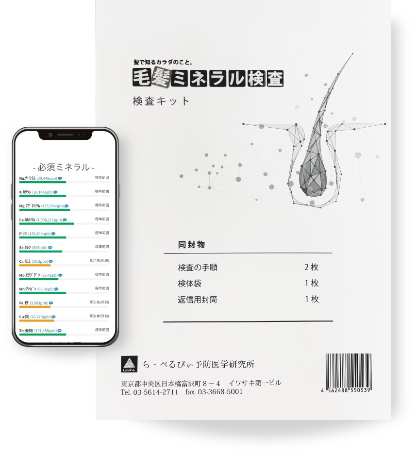 毛髪ミネラル検査29元素WEB版