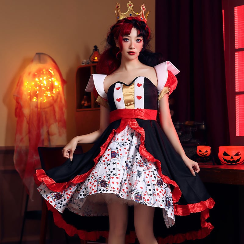2025新品ハロウィン 今年 短纳期 ハートの女王 魔女 トランプ 貴族風 仮装 コスプレ 演出服 お祭り ワン 4,947円
