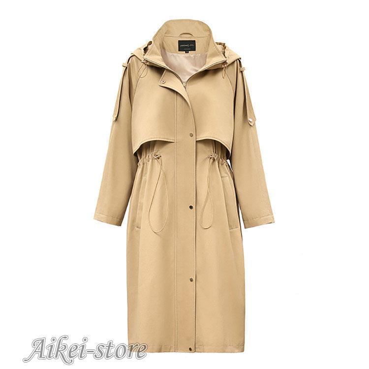 トレンチコート レディースコート　チェスターコート　女性　スプリングコート　トレンチコート　ロング丈 フード付き 秋冬　ジャケット　アウター　通勤