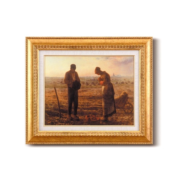 名画額縁 フレームセット F6号 ミレー 「晩鐘」 460×552×55mm 壁掛けひも付き 金フレーム