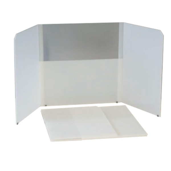 飛沫防止 折りたたみ卓上パーテーション/衝立 両サイド80型 透明窓付 抗菌剤 アルコール除菌可 日本製 モバイルウォール