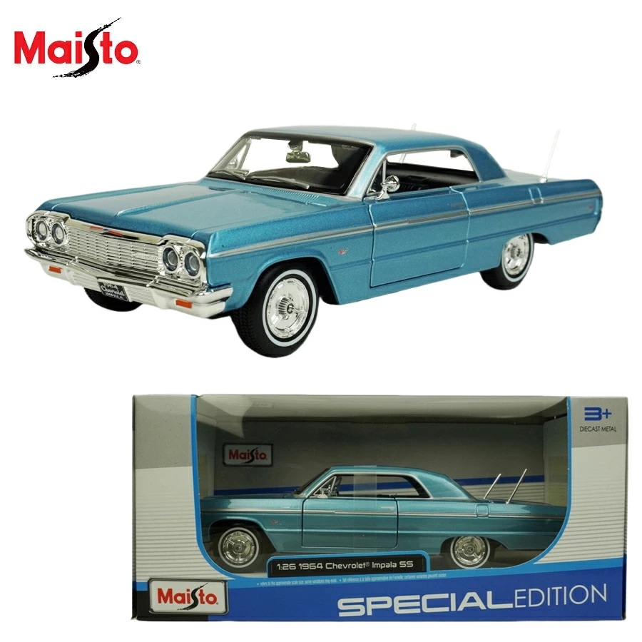 ダイキャスト 1/26 箱入り ミニカーMASITO 1:26 1964 CHEVROLET IMPALA SSマイスト シボレー インパラ ダイキャストカーライトブルー 青