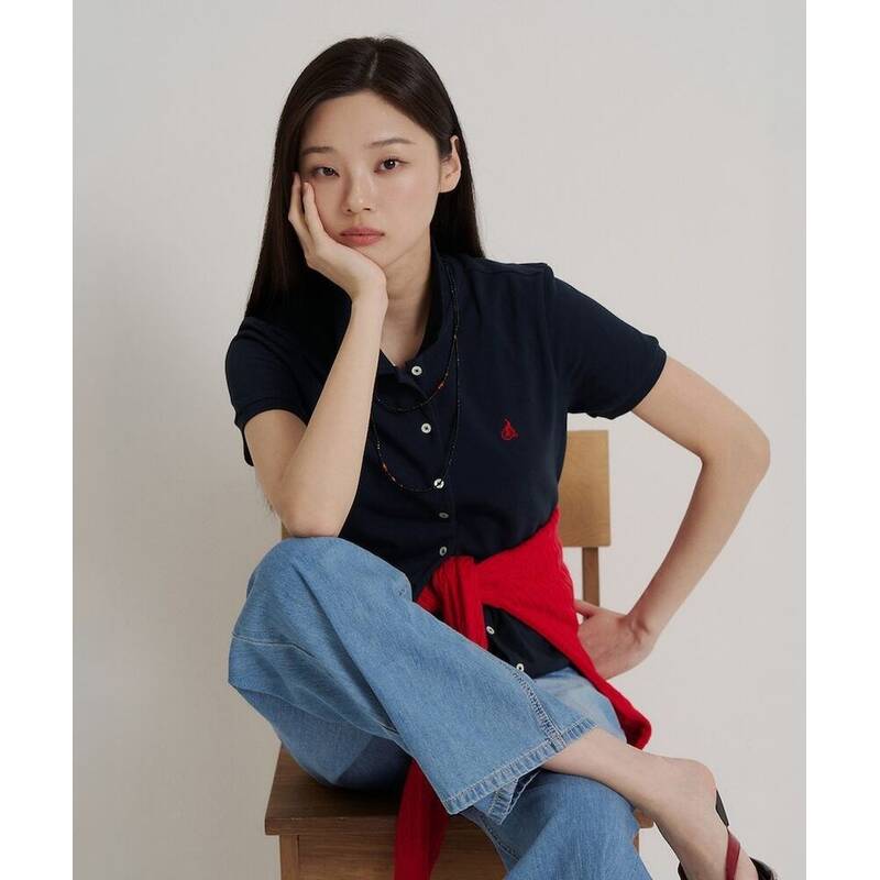 BEANPOLE LADIES スーピマコットン ピケ フルオープンカーディガン ネイビー (BF6542C01R) BF6542C01R 423081