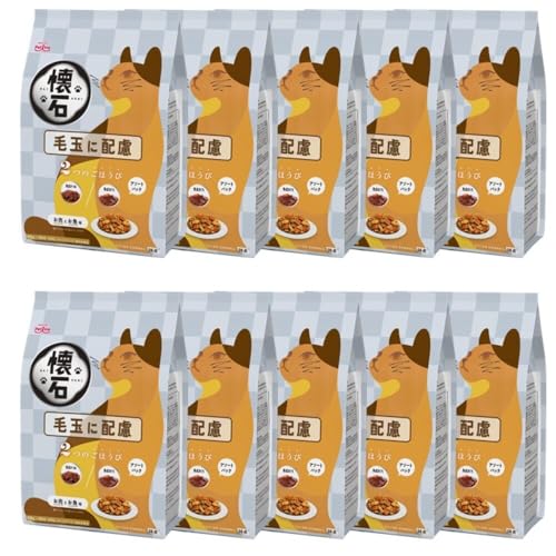 ペットライン 懐石 2つのごほうび 毛玉に配慮 キャットドライ グルメ【 国産/小分け/トッピング】 600g 10袋 (ケース販売)