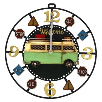 ブリキclock 掛け時計 bus 43171