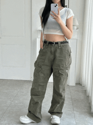 [유니섹스/꾸안꾸] 3Color 트렌디 롱 카고팬츠 [ユニセックス/ナチュラル] 3Color トレンディ ロング カーゴパンツ 5,667円