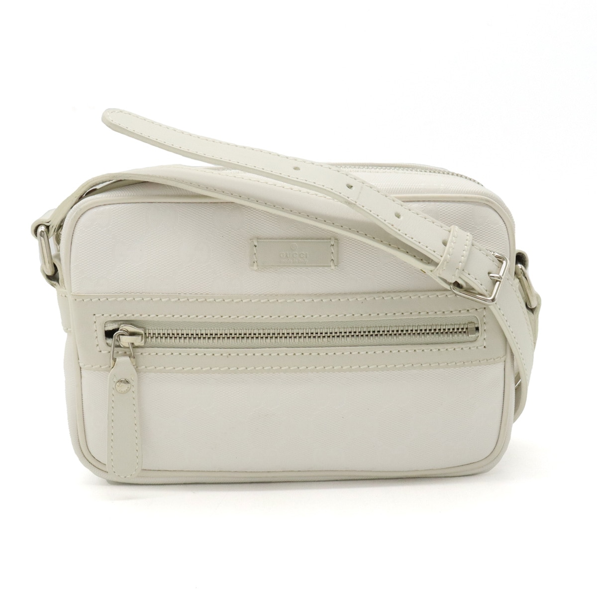 GGインプリメ ショルダーバッグ ポシェット 斜め掛け PVC レザー ホワイト 白 シルバー金具 201447