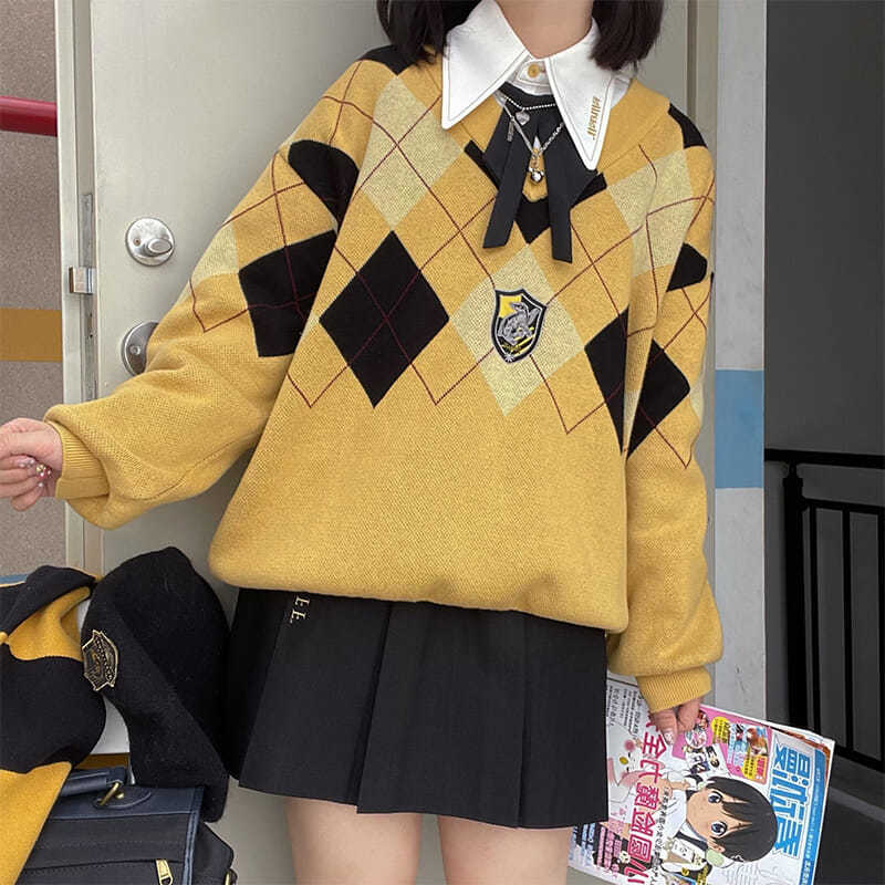 ベーシックニット 韓国 セーター 新型ダイヤセーター アメリカン カレッジ 男女兼用 セーター 冬 JK 制服 モリセーター スーツ 涼しく楽ちんセットアップ ブラウス