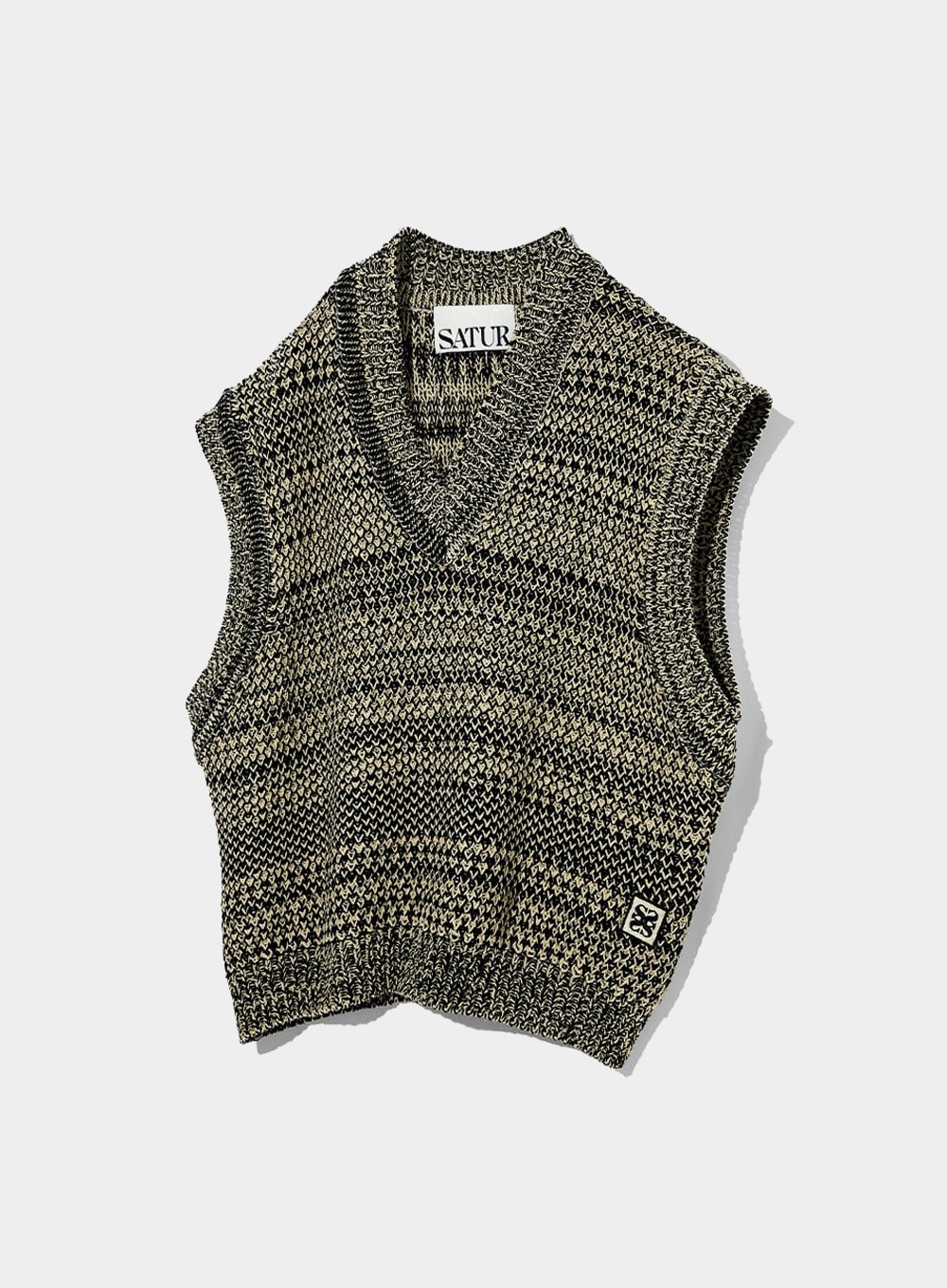 【SATUR】 NICE NATURAL MESHED VEST : SUNSET BLACK
