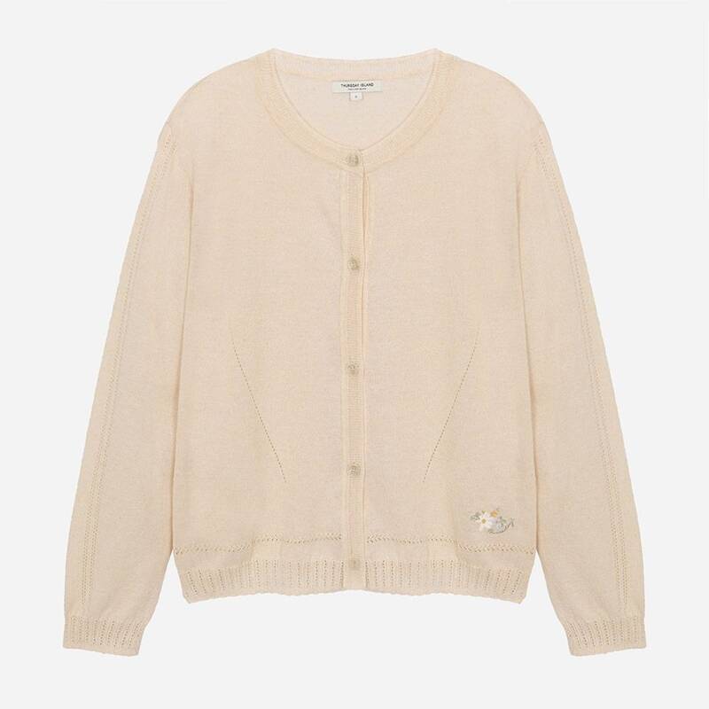 フラワー刺繍のラウンドネックカーディガン T264MCD238W