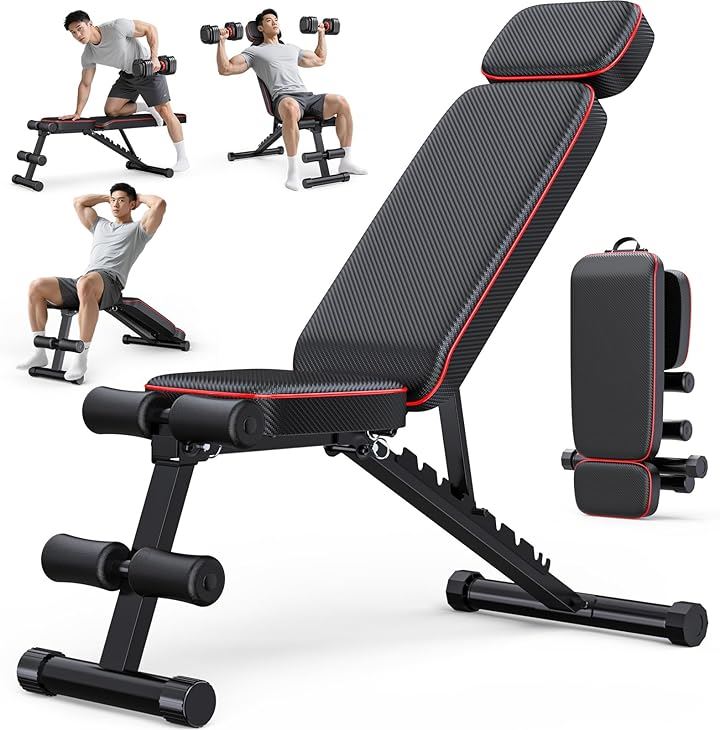 トレーニングベンチ マルチシットアップベンチ 折り畳み式 耐荷重400kg角度調整機能 フラットベンチ インクラインベンチ デクラインベンチ 収納便利 (ブラック)